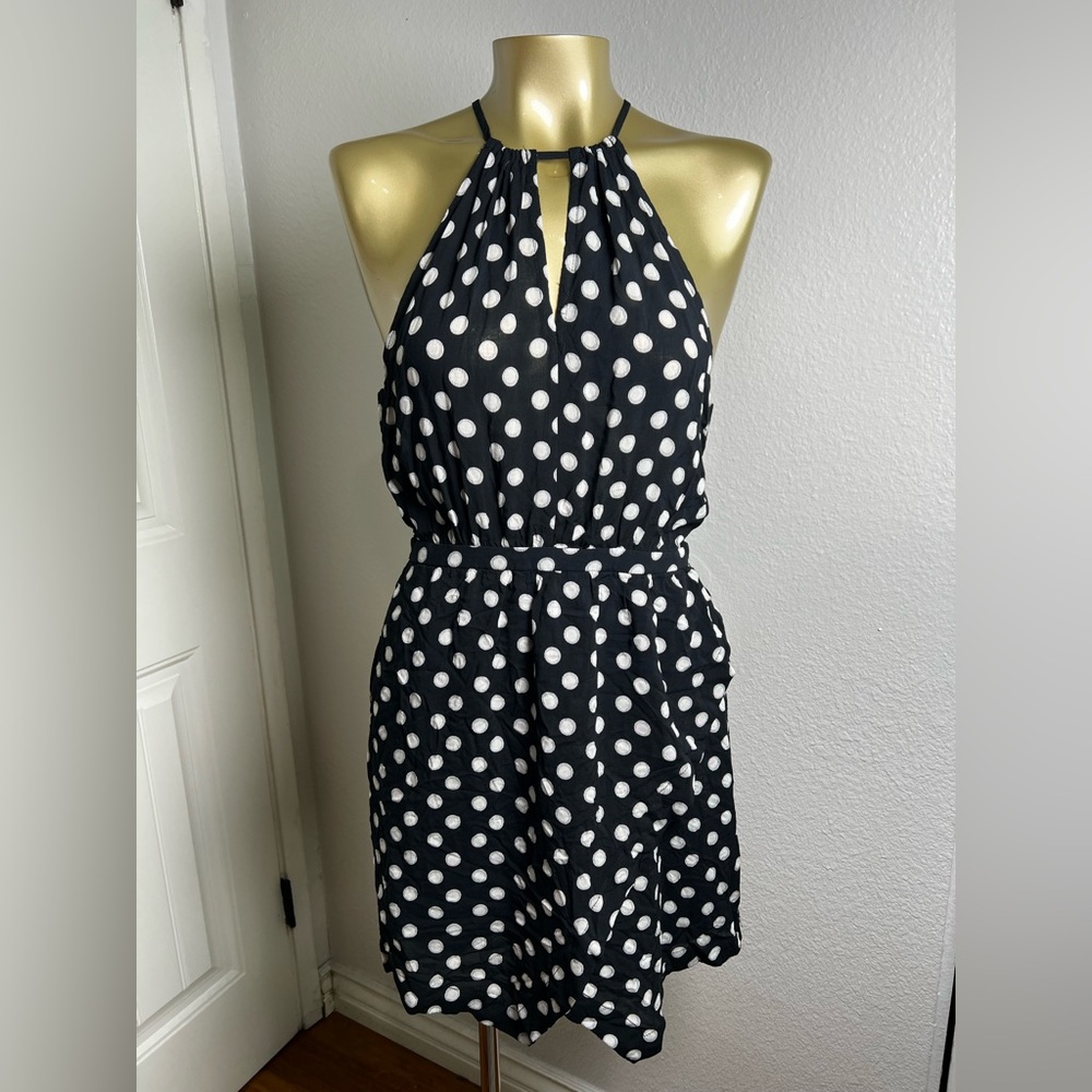 MAEVE ANTHROPOLOGIE Black White Polka Dot Halter Dress XSP - Picture 2 of 8